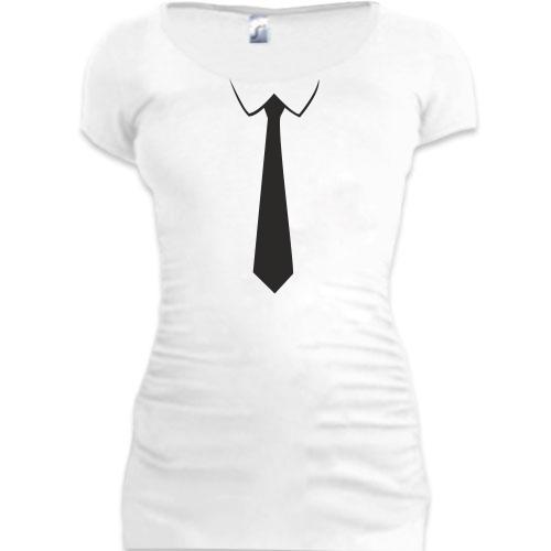 Женская удлиненная футболка Галстук