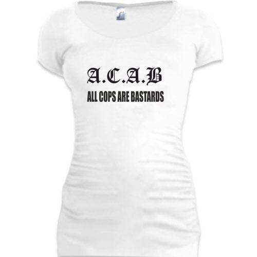 Женская удлиненная футболка A.C.A.B (2)