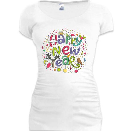 Подовжена футболка Happy New Year (2)