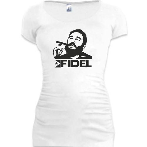 Женская удлиненная футболка с Фиделем Кастро