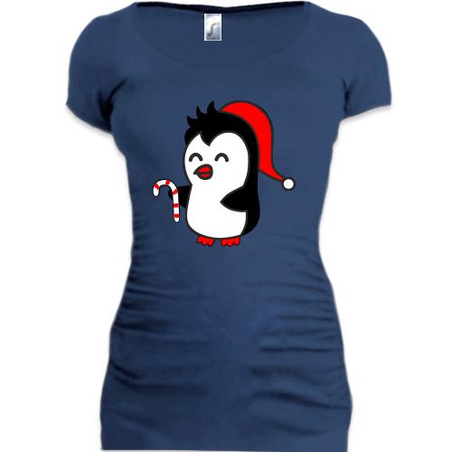 Подовжена футболка з пінгвіном і цукеркою