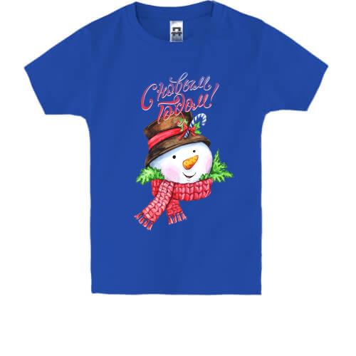 Дитяча футболка зі сніговиком З Новим Роком!
