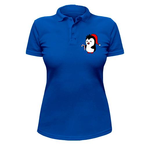 Жіноча футболка-поло з пінгвіном і цукеркою