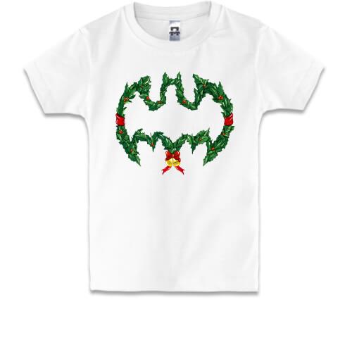Детская футболка Рождественский венок Бэтмена