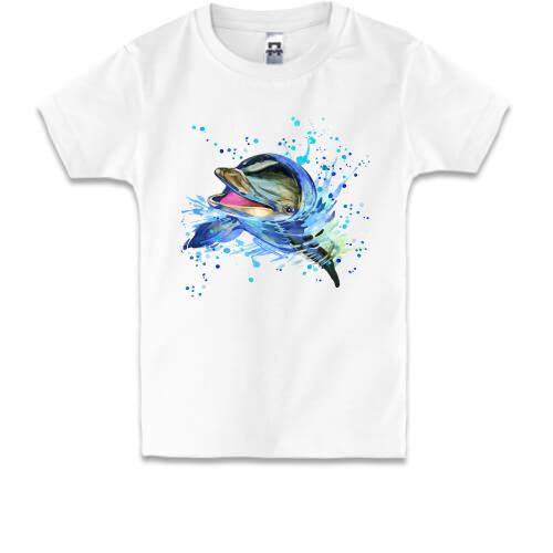 Детская футболка с дельфином выглядывающим из воды (1)