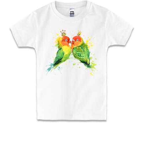 Детская футболка с влюблёнными попугаями