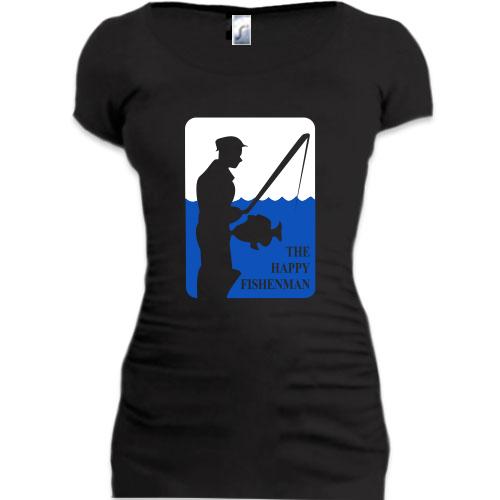 Женская удлиненная футболка Счастливый рыбак