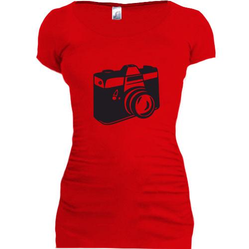 Женская удлиненная футболка Фотоаппарат