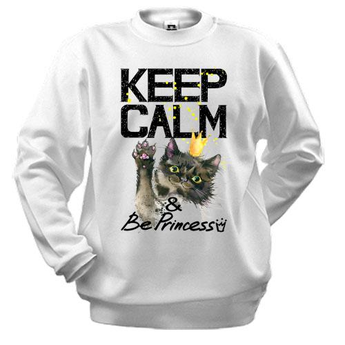 Свитшот с котенком Keep calm and be princess