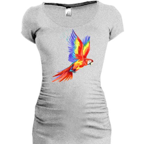 Подовжена футболка з  папугою що летить (1)