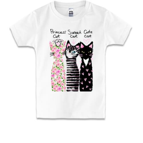 Детская футболка Princess, Sweet and Cute cats