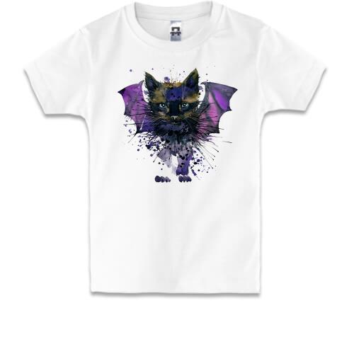 Детская футболка кот-летучая мышь