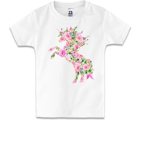 Детская футболка с цветочной лошадью