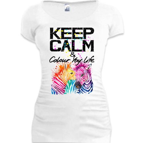 Туника Keep calm and colour your life с цветными зебрами