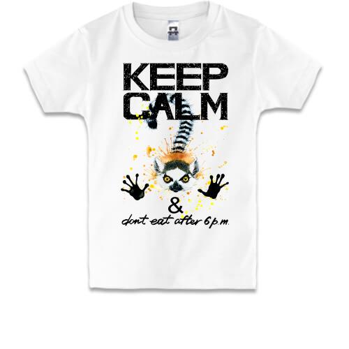 Детская футболка Keep calm and don't eat after 6 pm с лемуром