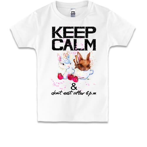 Дитяча футболка Keep calm and do not eat after 6 pm з зайчиками