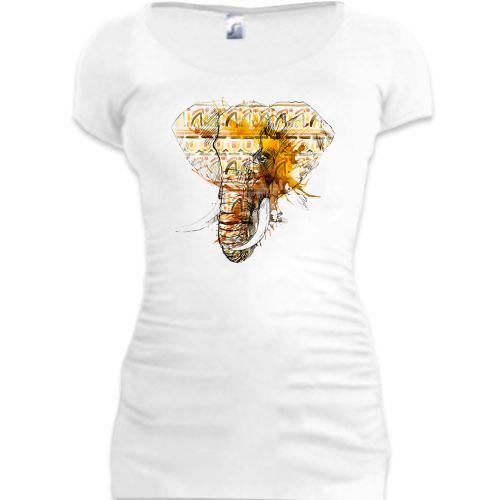 Подовжена футболка зі стилізованим слоном
