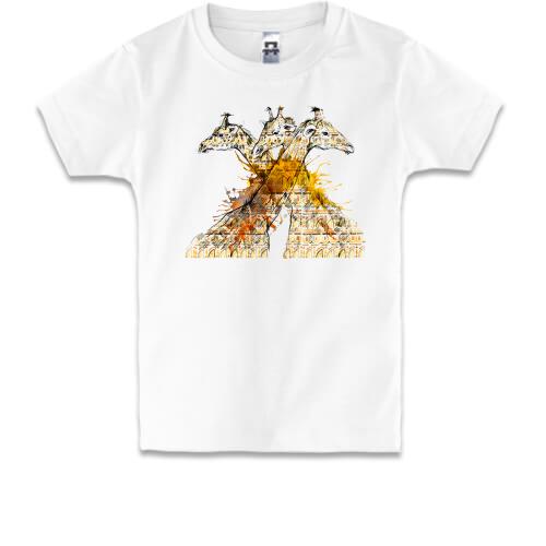 Детская футболка со стилизованными жирафами