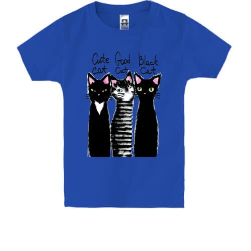 Детская футболка с тремя котами 