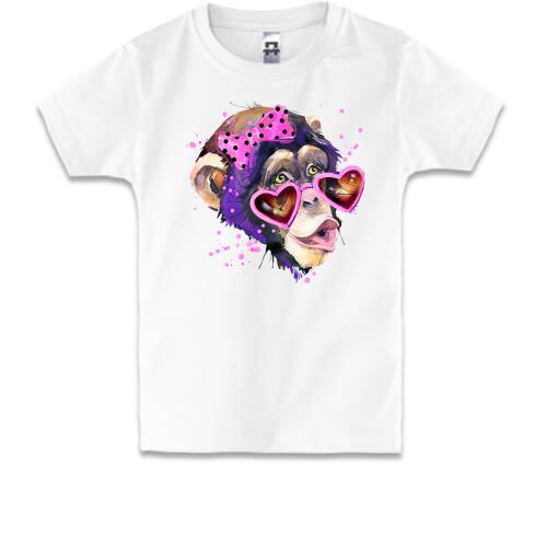 Детская футболка с гламурной обезьяной