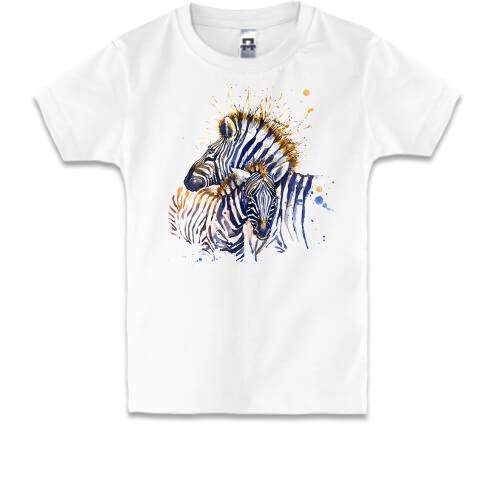 Детская футболка с акварельными зебрами