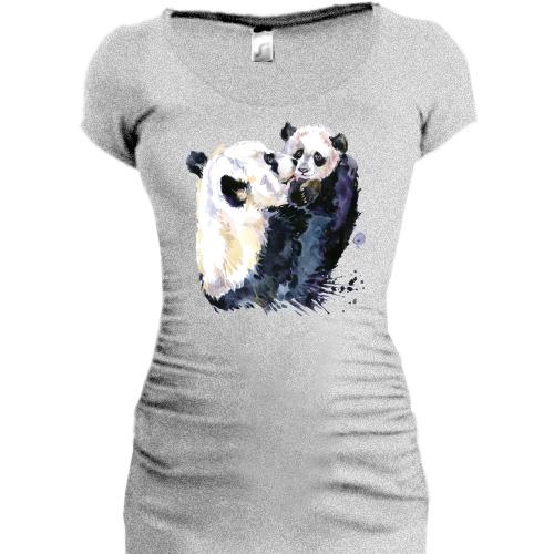 Подовжена футболка з пандами Сім'я