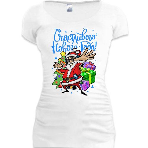 Подовжена футболка з крутим Санта Клаусом