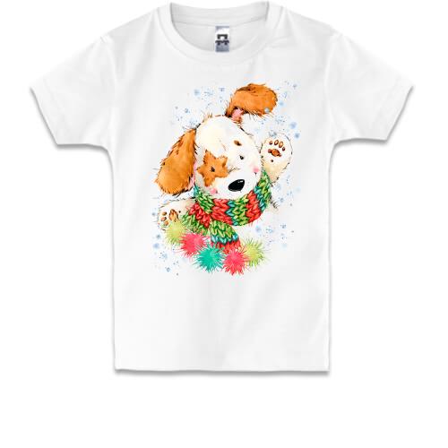 Детская футболка с собачкой в шарфе