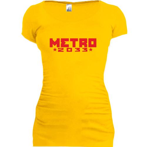 Женская удлиненная футболка Метро 2033