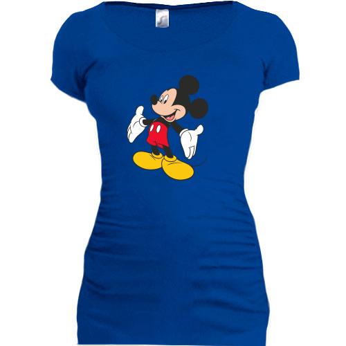Женская удлиненная футболка с Микки - а вот 2
