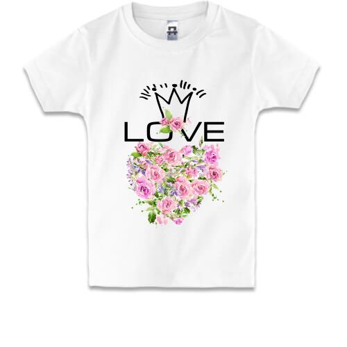 Детская футболка с сердцем из роз 