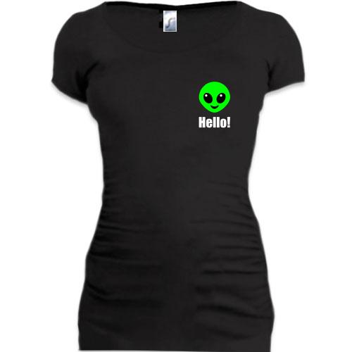 Подовжена футболка з інопланетянином Hello!