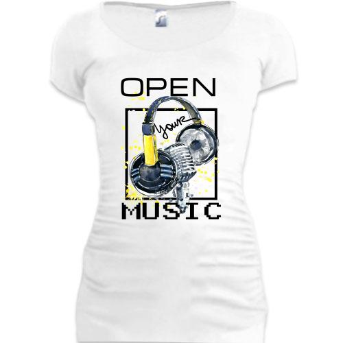 Подовжена футболка Open your music (2)