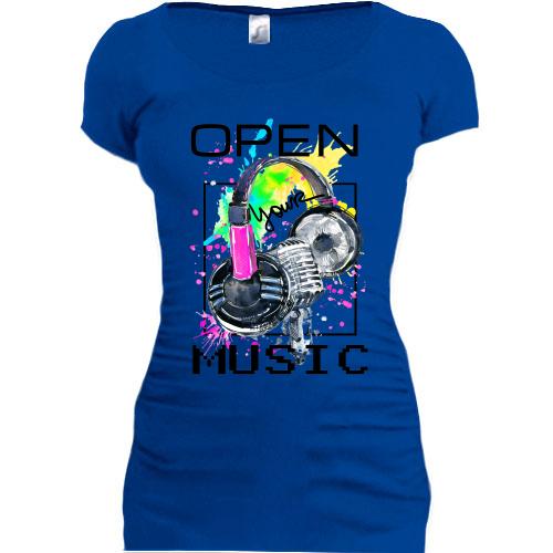Подовжена футболка з навушниками Open your music (2)