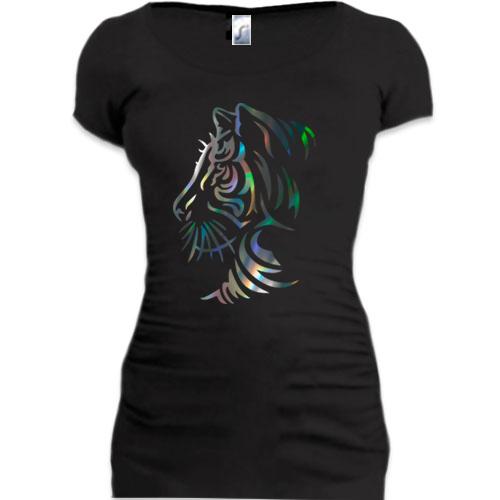 Подовжена футболка з силуетом тигра (Н) (голограма)