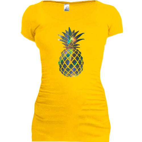 Подовжена футболка з ананасом (Голограма) (голограма)