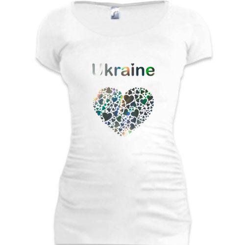 Подовжена футболка Ukraine - серце (голограма) (голограма)