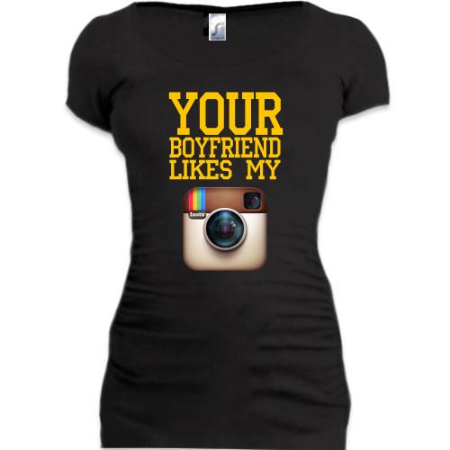 Подовжена футболка Your boyfriend like my Instagram