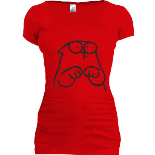 Женская удлиненная футболка с Котом Саймона