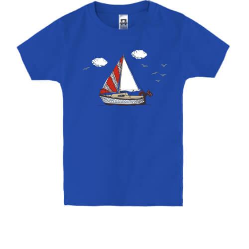 Детская футболка Яхта выходит в море