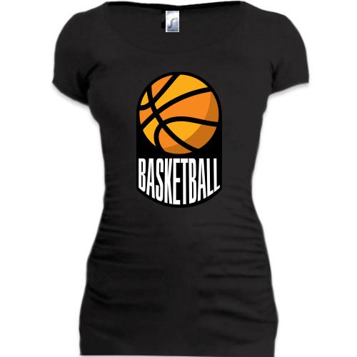 Подовжена футболка з баскетбольним м'ячем гербом