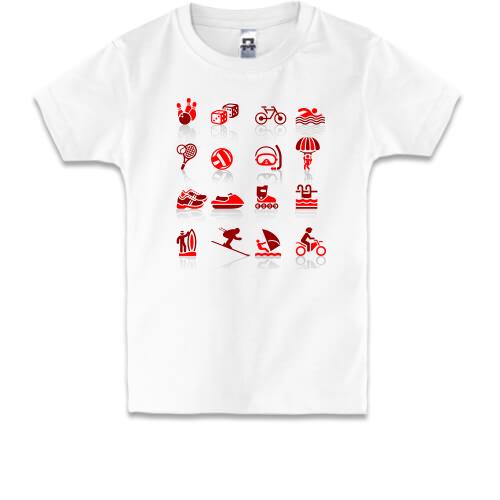 Дитяча футболка з іконками популярних видів спорту