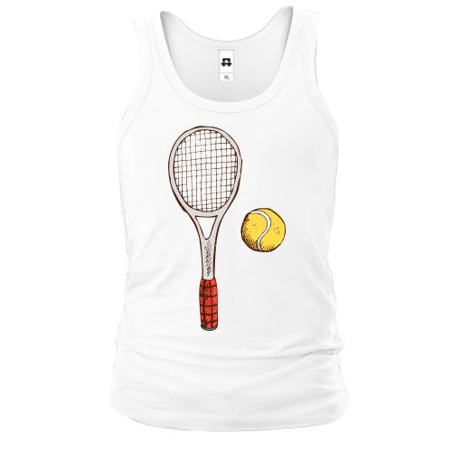 Майка с теннисной ракеткой и желтым мячом