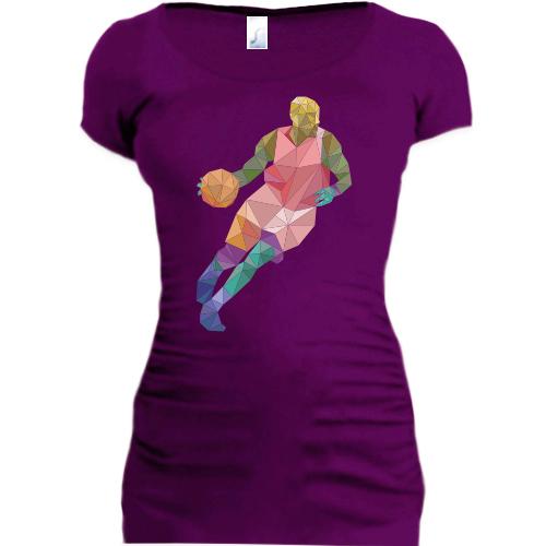 Подовжена футболка з полігональним баскетболістом