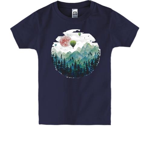 Детская футболка с горным пейзажем