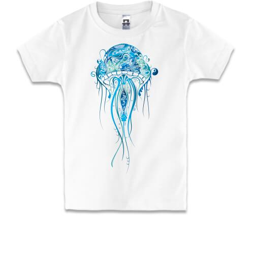 Детская футболка с синей медузой