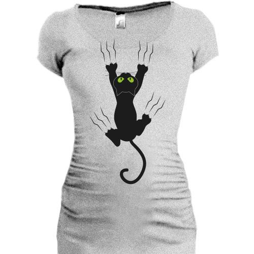 Подовжена футболка з дряпаючим котом