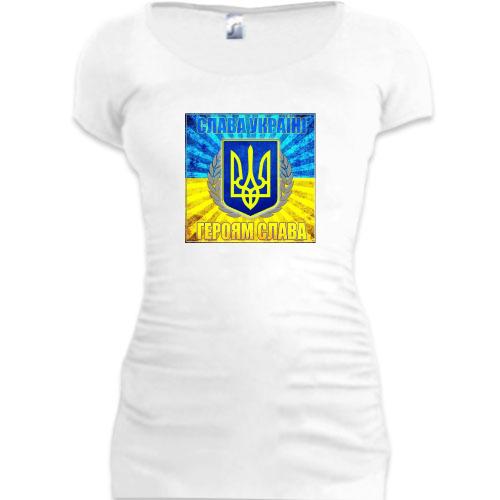 Женская удлиненная футболка Героям Слава!