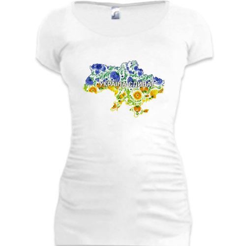 Женская удлиненная футболка Єдина країна