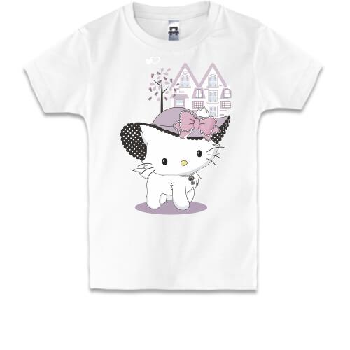 Дитяча футболка hello kitty в капелюсі